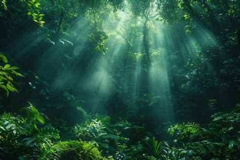 Premium Photo Sunlight Filtering Through Dense Forest Trees