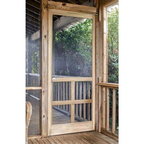 Screen Tight Natural Wood Hinged Cross Bar Screen Door Common 32 In X