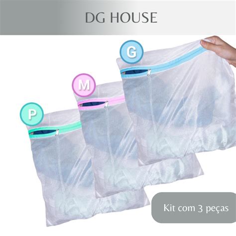 Kit Sacos Para Lavar Roupas P M G Protetor De Lingerie Roupa Ntima Tecido Papa