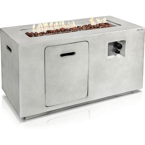 Serenelife Propane Gas Fire Pit Table 50 000 BTU Square Gas Firepits