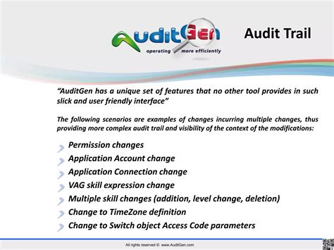 AuditGen Configuration Audit Trail For Genesys PPT