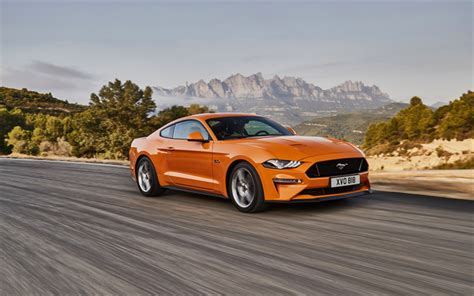 Download Imagens Ford Mustang Gt 2018 Laranja Cupê Esportivo Estrada