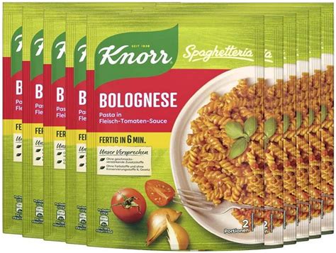 10er Pack Knorr Spaghetteria Bolognese Pasta In Fleisch Tomaten Sauce