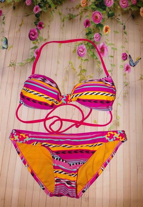 Women S Juniors Xhilaration Multicolored Tribal Print Two Piece Bikini Ebay