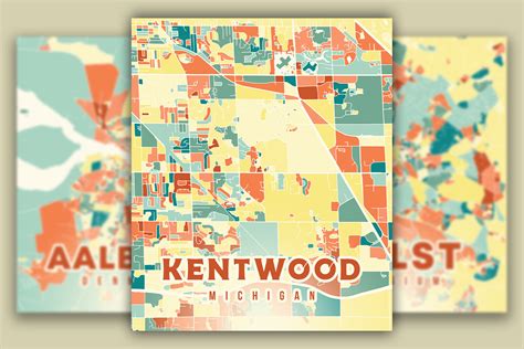 Kentwood Michigan Colorful Map Graphic by Poster Boutique · Creative ...