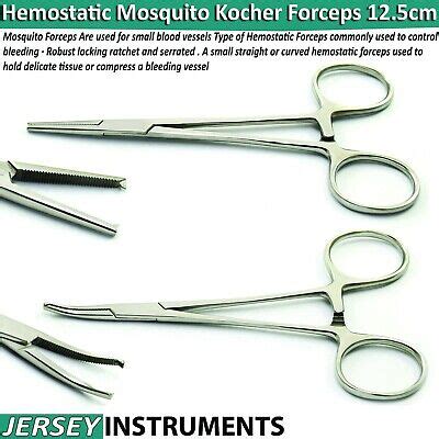 Hemostat Mosquito Kocher Forceps Cm Curved Straight X Teeth