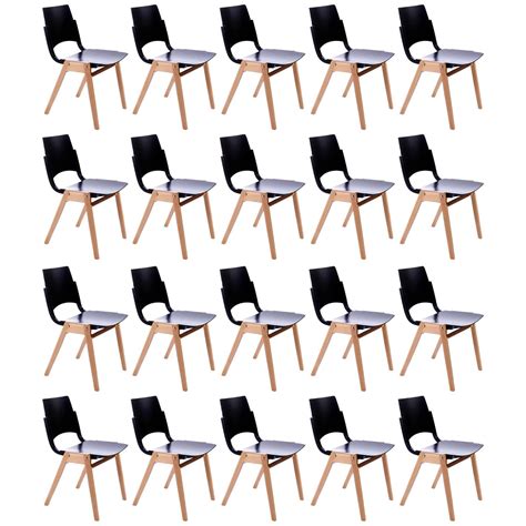 Roland Rainer Set Of Eight Stacking Chairs P Bicolored Beech