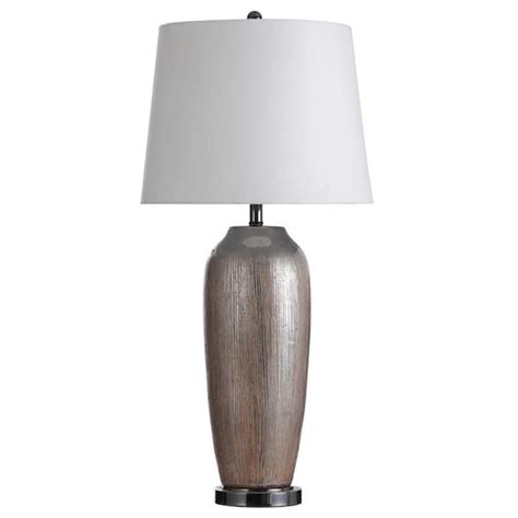 Stylecraft Calenzio 36 In Antique Silver And Black Nickel Table Lamp L330746ds The Home Depot