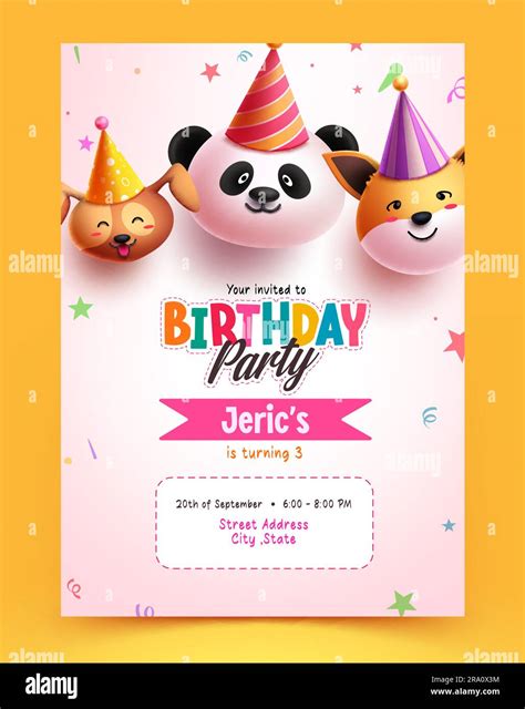 Fête D Anniversaire Carte D Invitation Motif Poster Joyeux Anniversaire Texte De Message D