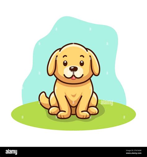 Cute dog sitting cartoon character. Dog line icon, Adorable canine companion illustration for ...