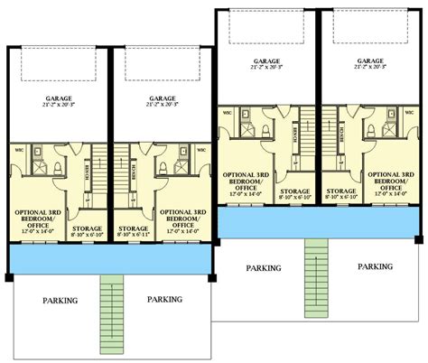 Quadplex with Matching 2117 Square Foot 2 Bed Units Plus a Flex Room ...