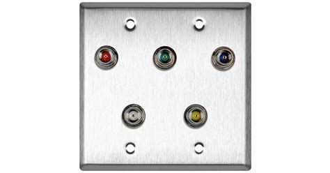 My Custom Shop 5 BNC 2 Gang Wall Plate Stainless Steel