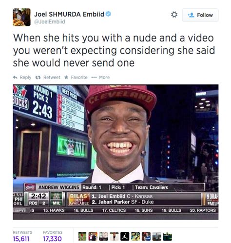 Joel Embiid Trolls Andrew Wiggins With Naked Selfies Tweet