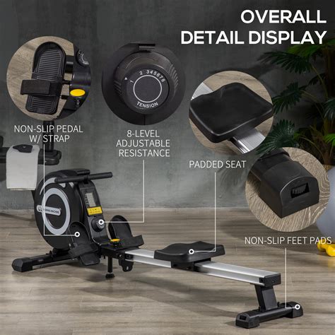 Folding Rowing Machine, 8-Level Magnetic Rower Machine with LCD Monitor