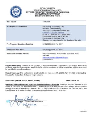 Fillable Online City Of Houston Request For Proposals Rfp Citywide