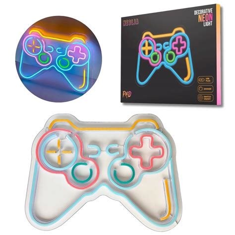 Lampka Neon Game Pad Multikolor Plexi Ciemniacz Usb Dekoracja