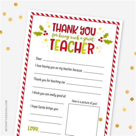 Teacher Christmas Letter Printable T My Party Design Worksheets Library