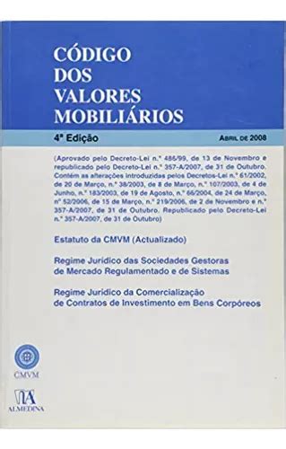 Codigo Dos Valores Mobiliarios De Texto Da Lei Editora Almedina Em