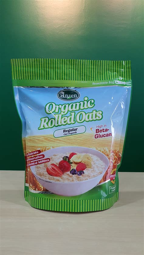 Anzen Organic Rolled Oats Regular 1kg 500g HALAL Lazada