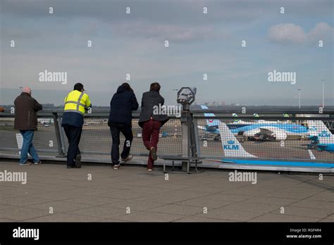 At The Plane Observation Deck At Schiphol Airport In Amsterdam In The