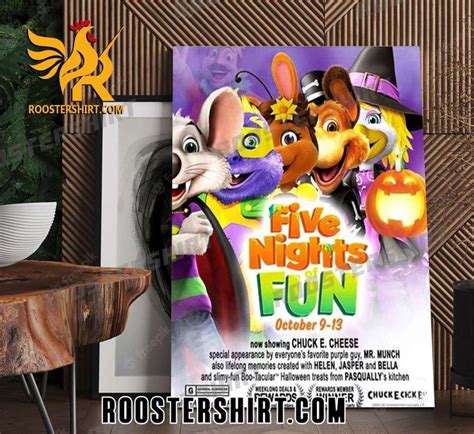 Quality Chuck E Cheese Five Nights Of Fun Fnaf Parody Event Poster Canvas