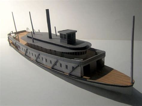 1:150 Sternwheeler HASSALO (1880) Paper Model - EcardModels