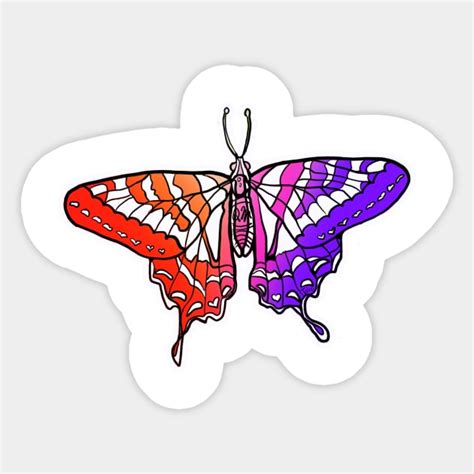 Lesbian Flag Butterfly Pride Month Sticker TeePublic