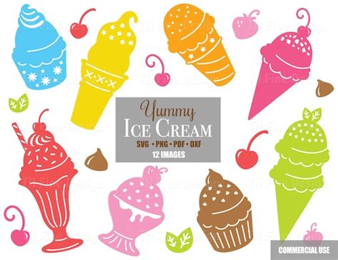 Svg Ice Cream Cones Sundae Clip Art Cricut Cutter Cut Files Etsy