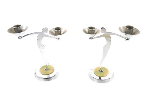 Art Deco Dancers Nude Chrome Candle Holders Chairish