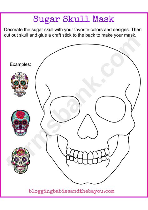 Sugar Skull Mask Template Printable Pdf Download