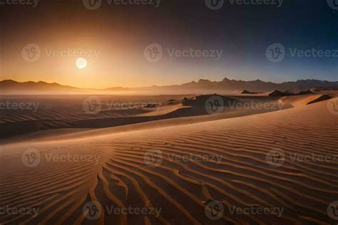 Moon ground with sunset desert. Generative ai. 26141906 Stock Photo at Vecteezy