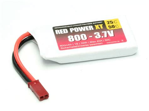 Red Power Scale Model Battery Pack LiPo 3 7 V 800 MAh 25 C Softcase