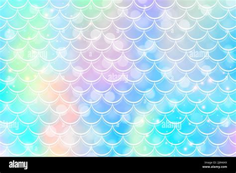 Mermaid Rainbow Background With Scale And Stars Iridescent Glitter