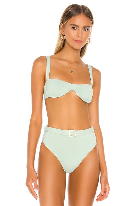 Weworewhat Sorrento Bikini Top In Aqua Foam Revolve