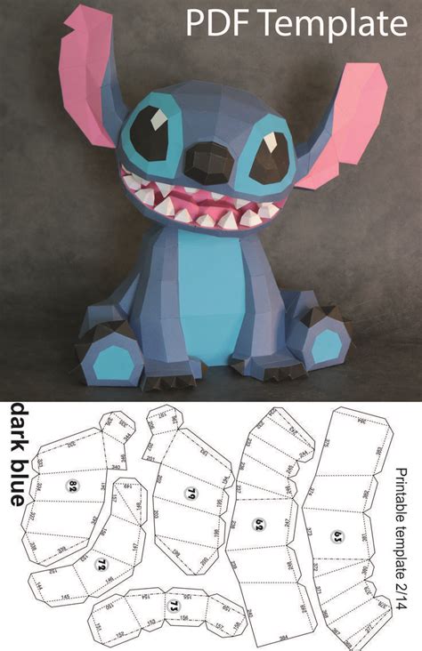 PDF template for assembling Stitch | Paper craft projects, Easy paper ...