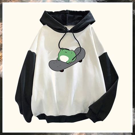 Womens Hoodie Patchwork Pullover Sweatshirt Cottagecore Clothes Kawaii