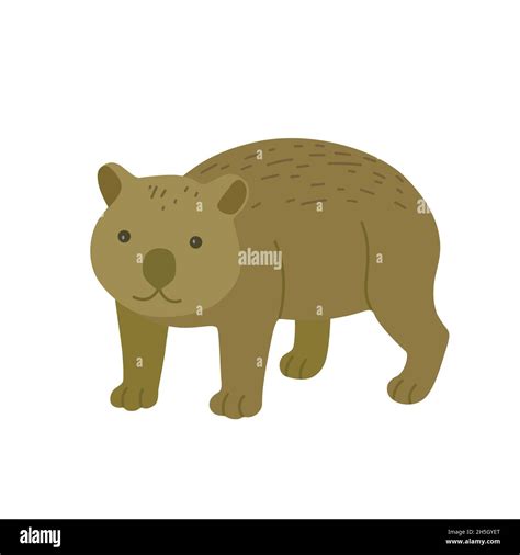 Cute Cartoon Wombat Isolated On White Background Hand Drawn Vector Illustration Stock Vector