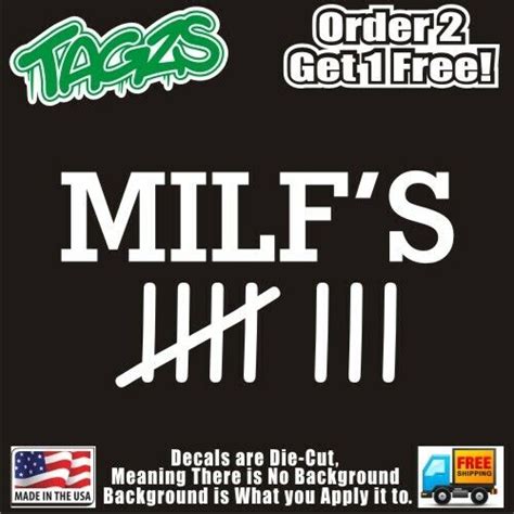 Milfs Count Number Bagged Funny Diecut Vinyl Window Decal Sticker Car