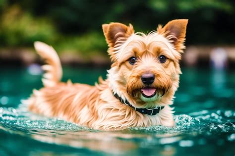 Premium AI Image | A dog swimming in a lake