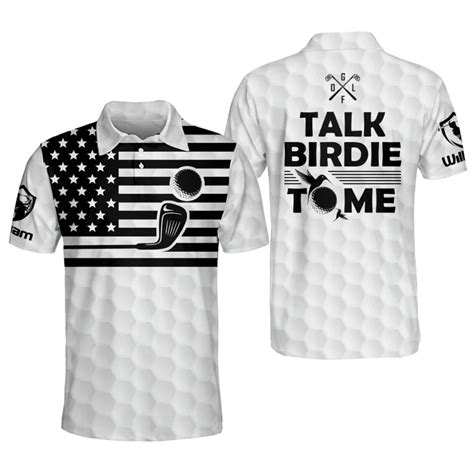 Personalized Funny Golf Shirts For Men Talk Birdie To Me America Flag