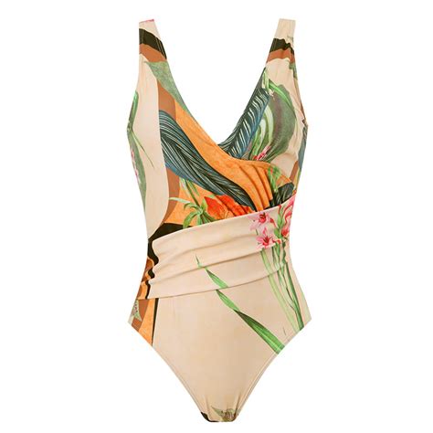 Green One Shoulder Flora Print Bikini Sets Swimsui Grandado