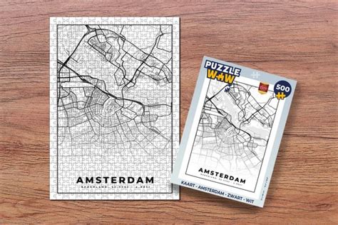 Puzzel Kaart Amsterdam Zwart Wit Legpuzzel Puzzel 500 Stukjes