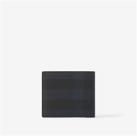 Check Bifold Wallet In Navy Men Canvas Burberry® Official