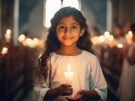 Une Jeune Fille Fait Sa Première Cérémonie De Communion Photo Gratuite