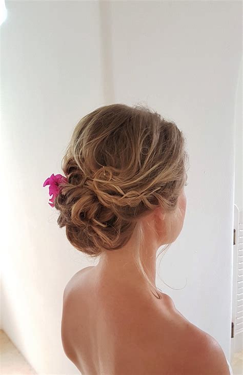 Romantic Braided Loose Updo For A Beach Destination Bride Doranna