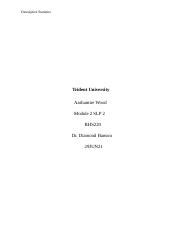 Bhs Slp Docx Descriptive Statistics Trident University Aashamire