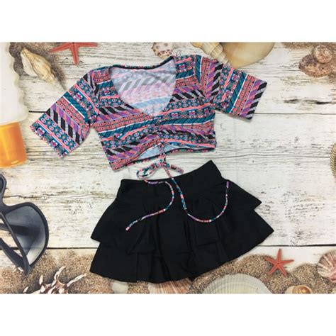 Set đồ bơi bikini áo rút dây váy tầng NHIỀU MÀU Shopee Việt Nam