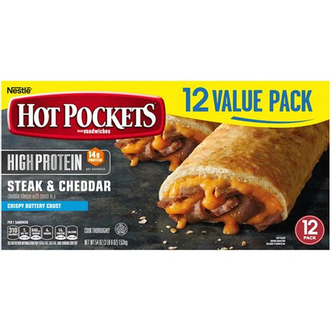 Hot Pockets HIGH PROTEIN Steak Cheddar Frozen Sandwiches 54 Oz Delivery Or Pickup Near Me