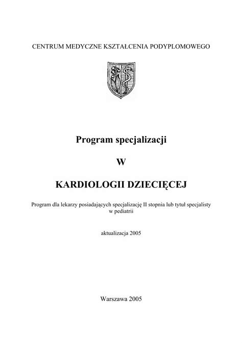 Pdf Program Specjalizacji W Kardiologii Dzieci Cej Embriologia