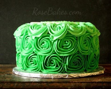 Green Ombre Buttercream Roses Cake Rose Bakes Buttercream Rose Cake